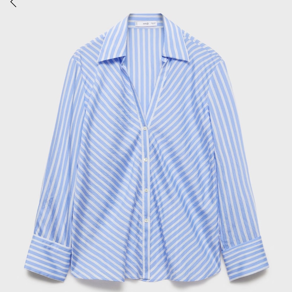 Blue Striped Flowy Shirt